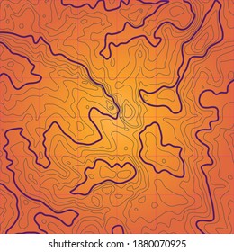 Altura estilizada del contorno topográfico en líneas y contornos. Cuenca marina. El concepto de geografía condicional y el recorrido por el agua. Ilustración vectorial.