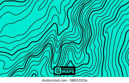 Altura estilizada del contorno topográfico en líneas y contornos. Cuenca marina. El concepto de geografía condicional y el recorrido por el agua. Ilustración vectorial.