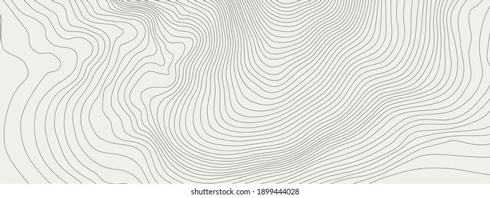 The stylized height of the topographic contour in lines and contours. The concept of a conditional geography scheme and the terrain path. Ultra wide size. Vector illustration.