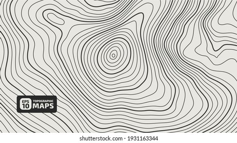 The stylized height of the topographic contour in lines and contours. The concept of a conditional geography scheme and the terrain path. Vector illustration.