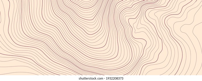 The stylized height of the topographic contour in lines and contours. The concept of a conditional geography scheme and the terrain path. Ultra wide size. Vector illustration.