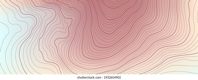 The stylized height of the topographic contour in lines and contours. The concept of a conditional geography scheme and the terrain path. Ultra wide size. Vector illustration.