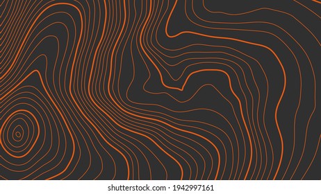 The stylized height of the topographic contour in lines and contours. The concept of a conditional geography scheme and the terrain path. Orange on black. Wide size. Vector illustration. - Shutterstock ID 1942997161