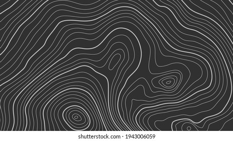 The stylized height of the topographic contour in lines and contours. The concept of a conditional geography scheme and the terrain path. Orange on black. Wide size. Vector illustration.