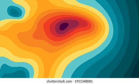 Altura estilizada del contorno topográfico en líneas y contornos. El concepto de un esquema geográfico condicional y el camino del terreno. Tamaño ultra amplio. Ilustración vectorial.