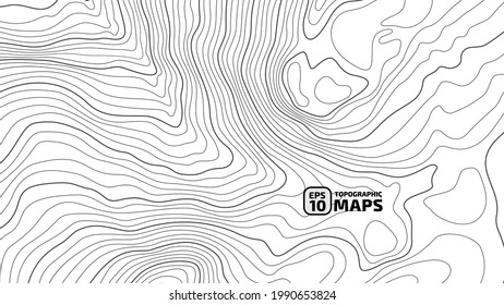 The stylized height of the topographic contour in lines and contours. The concept of a conditional geography scheme and the terrain path. Vector illustration.