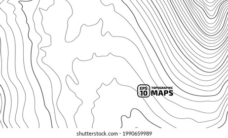 The stylized height of the topographic contour in lines and contours. The concept of a conditional geography scheme and the terrain path. Vector illustration.