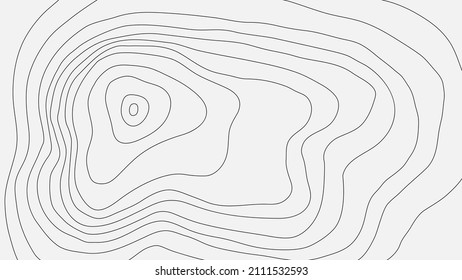 Altura estilizada del contorno topográfico en líneas y contornos. El concepto de un esquema geográfico condicional y el camino del terreno. Tamaño ultra amplio. Colores en blanco y negro. Ilustración vectorial.