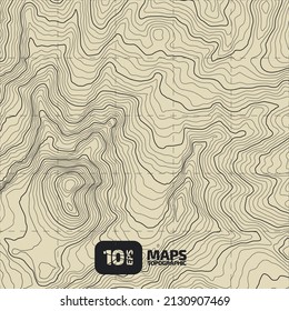 Altura estilizada del contorno topográfico en líneas y contornos. El concepto de un esquema geográfico condicional y el camino del terreno. Ilustración vectorial.