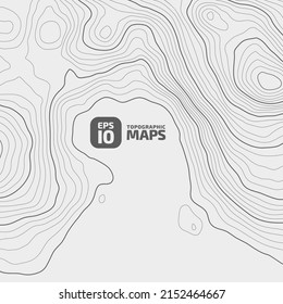 The stylized height of the topographic contour in lines and contours. The concept of a conditional geography scheme and the terrain path. 1x1 size. Black and white colors. Vector illustration.