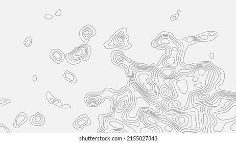 The stylized height of the topographic contour in lines and contours. The concept of a conditional geography scheme and the terrain path. 1x1 size. Black and white colors. Vector illustration.