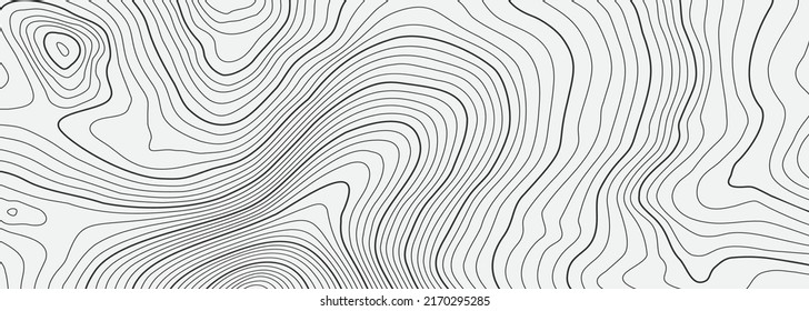 The stylized height of the topographic contour in lines and contours. The concept of a conditional geography scheme and the terrain path. Vector illustration.