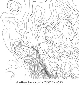 The stylized height of the topographic contour in lines and contours. Сoncept of a conditional geography scheme and the terrain path. Black stroke on white background. 1x1 size. Vector illustration.