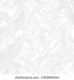 The stylized height of the topographic contour in lines and contours. Сoncept of a conditional geography scheme and the terrain path. Black stroke on white background. 1x1 size. Vector illustration.