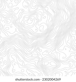 Altura estilizada del contorno topográfico en líneas y contornos. С concepto de un esquema geográfico condicional y la ruta del terreno. Golpe negro sobre fondo blanco. 1x1 tamaño. Ilustración vectorial.