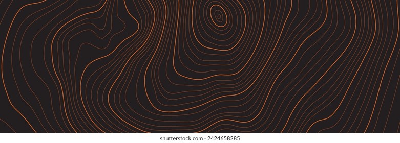 Altura estilizada del contorno topográfico en líneas y contornos. El concepto de esquema geográfico condicional y la trayectoria del terreno. Tamaño ultra ancho. Ilustración vectorial.