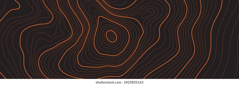 Altura estilizada del contorno topográfico en líneas y contornos. El concepto de esquema geográfico condicional y la trayectoria del terreno. Tamaño ultra ancho. Ilustración vectorial.