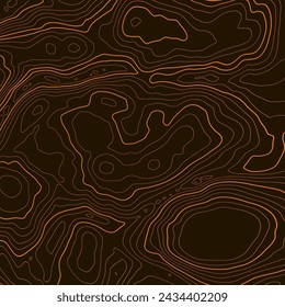Altura estilizada del contorno topográfico en líneas y contornos. El concepto de esquema geográfico condicional y la trayectoria del terreno. Lado de tamaño de relación 1x1. Ilustración vectorial.