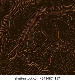 Die stilisierte Höhe der topographischen Kontur in Linien und Konturen. Das Konzept einer bedingten Geografie und des Geländeweges. 1x1 Verhältnis Größe Seite. Vektorgrafik.