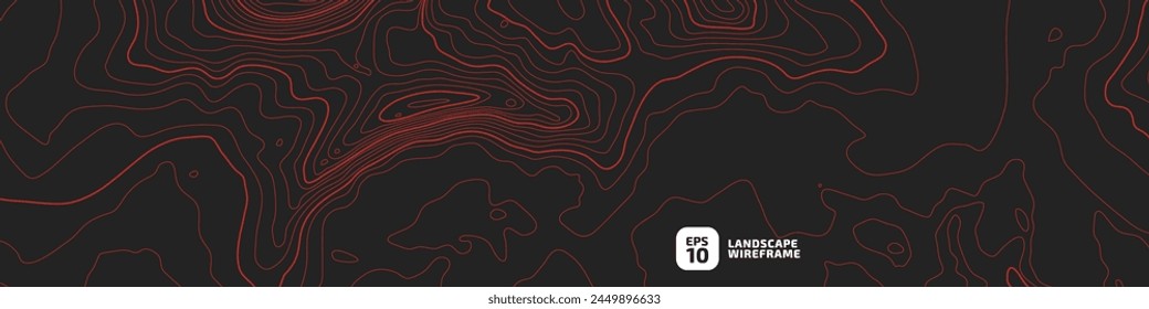 Altura estilizada del contorno topográfico en líneas y contornos. El concepto de esquema geográfico condicional y la trayectoria del terreno. Tamaño ultra ancho. Gris sobre colores verdes. Ilustración vectorial.