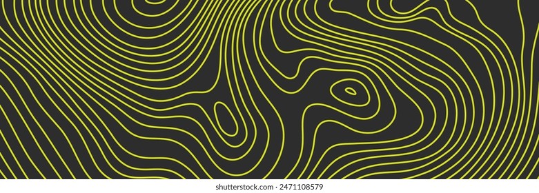 The stylized height of the topographic contour in lines and contours. The concept of a conditional geography scheme and the terrain path. Ultra wide size canvas. Vector illustration.
