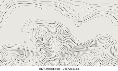 The stylized height of the topographic contour in lines and contours. The concept of a conditional geography scheme and the terrain path. Vector illustration.