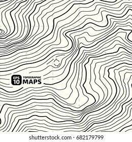 The stylized height of the topographic contour in lines and contours. The concept of a conditional geography scheme and the terrain path. Vector illustration