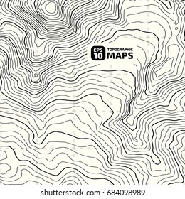 The stylized height of the topographic contour in lines and contours. The concept of a conditional geography scheme and the terrain path. Vector illustration