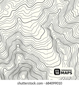 The stylized height of the topographic contour in lines and contours. The concept of a conditional geography scheme and the terrain path. Vector illustration