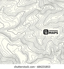 The stylized height of the topographic contour in lines and contours. The concept of a conditional geography scheme and the terrain path. Vector illustration