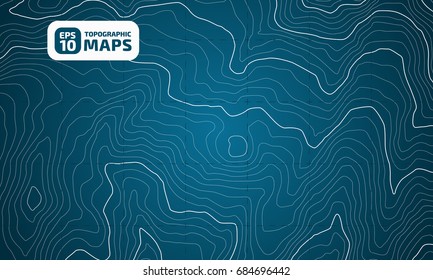 The stylized height of the topographic contour in lines and contours. The concept of a conditional geography scheme and the terrain path. Vector illustration