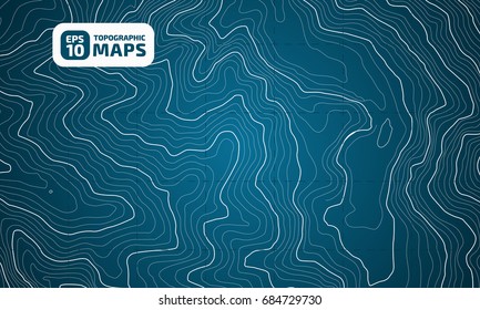 The stylized height of the topographic contour in lines and contours. The concept of a conditional geography scheme and the terrain path. Vector illustration
