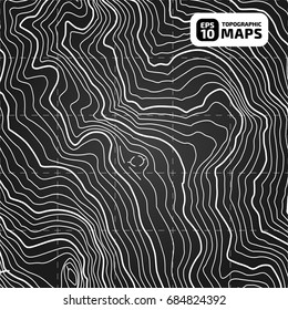 The stylized height of the topographic contour in lines and contours. The concept of a conditional geography scheme and the terrain path. Vector illustration
