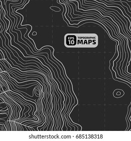The stylized height of the topographic contour in lines and contours. The concept of a conditional geography scheme and the terrain path. Vector illustration