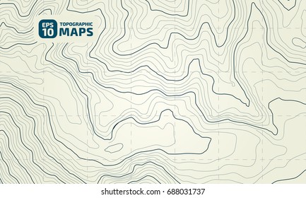 The stylized height of the topographic contour in lines and contours. The concept of a conditional geography scheme and the terrain path. Vector illustration