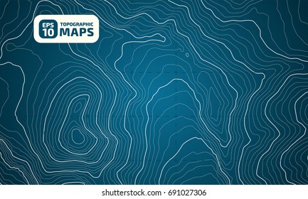 The stylized height of the topographic contour in lines and contours. The concept of a conditional geography scheme and the terrain path. Vector illustration