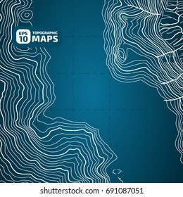 The stylized height of the topographic contour in lines and contours. The concept of a conditional geography scheme and the terrain path. Vector illustration