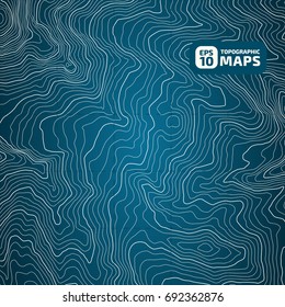 The stylized height of the topographic contour in lines and contours. Blue Background. The concept of a conditional geography scheme and the terran ipath. Vector illustration