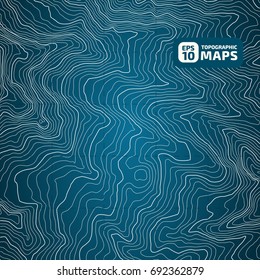 The stylized height of the topographic contour in lines and contours. Blue Background. The concept of a conditional geography scheme and the terran ipath. Vector illustration
