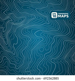 The stylized height of the topographic contour in lines and contours. Blue Background. The concept of a conditional geography scheme and the terran ipath. Vector illustration