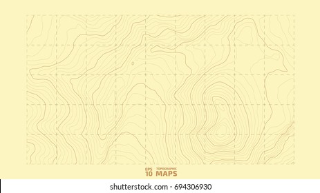 The stylized height of the topographic contour in lines and contours. The correct real colors. The concept of a conditional geography scheme and the terrain path. Vector illustration
