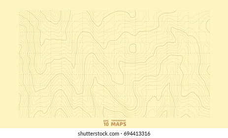 The stylized height of the topographic contour in lines and contours. The concept of a conditional geography scheme and the terrain path. Vector illustration.