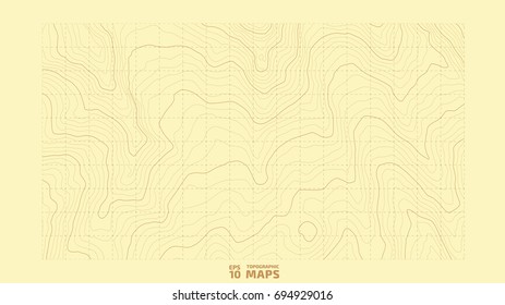 The stylized height of the topographic contour in lines and contours. The concept of a conditional geography scheme and the terrain path. Vector illustration