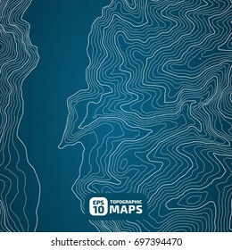 The stylized height of the topographic contour in lines and contours. Blue Background. The concept of a conditional geography scheme and the terran ipath. Vector illustration