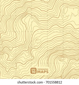 The stylized height of the topographic contour in lines and contours. Yellow Background. The concept of a conditional geography scheme and the terra path. Vector illustration