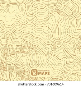 The stylized height of the topographic contour in lines and contours. Yellow Background. The concept of a conditional geography scheme and the terra path. Vector illustration.