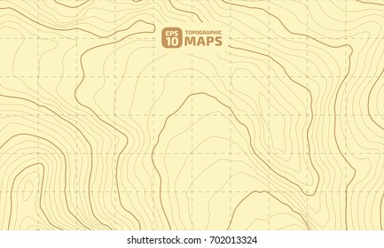 The stylized height of the topographic contour in lines and contours. Yellow Background. The concept of a conditional geography scheme and the terrain path. Vector illustration