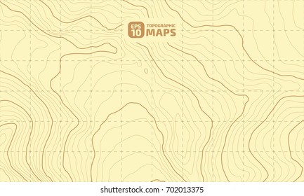 The stylized height of the topographic contour in lines and contours. Yellow Background. The concept of a conditional geography scheme and the terrain path. Vector illustration