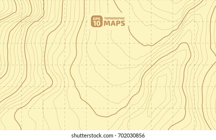 The stylized height of the topographic contour in lines and contours. Yellow Background. The concept of a conditional geography scheme and the terrain path. Vector illustration