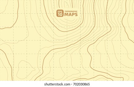 The stylized height of the topographic contour in lines and contours. Yellow Background. The concept of a conditional geography scheme and the terrain path. Vector illustration